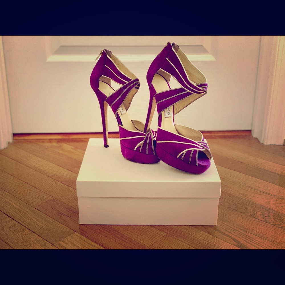 Jimmy Choo Purple Suede Platform Heels
